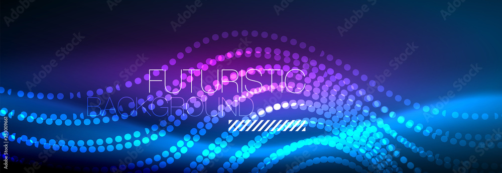 Glowing abstract wave on dark, shiny motion, magic space light. Vector techno abstract background Glowing abstract wave on dark, shiny motion, magic space light. Vector techno abstract background