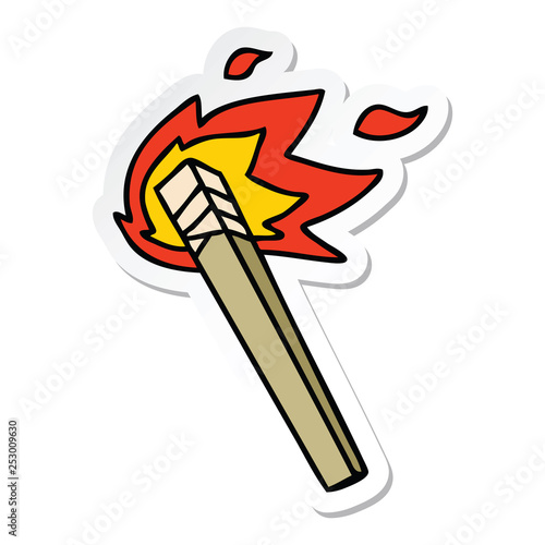 sticker of a quirky hand drawn cartoon lit torch