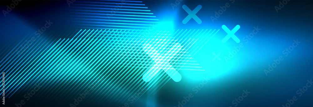 Neon glowing techno lines, hi-tech futuristic abstract background template with lines Neon glowing techno lines, hi-tech futuristic abstract background template with lines