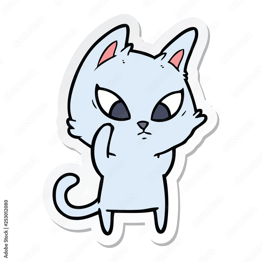 sticker of a confused cartoon cat sticker of a confused cartoon cat