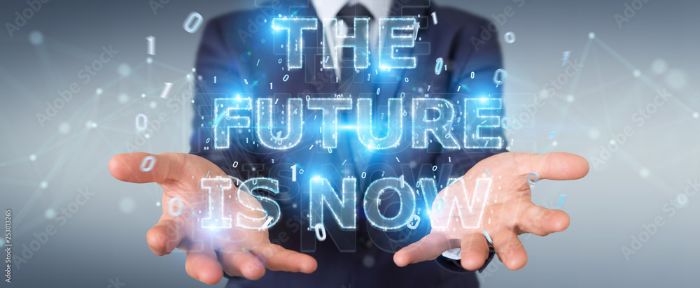 Businessman using future text interface 3D rendering Businessman using future text interface 3D rendering