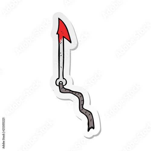 sticker of a cartoon harpoon