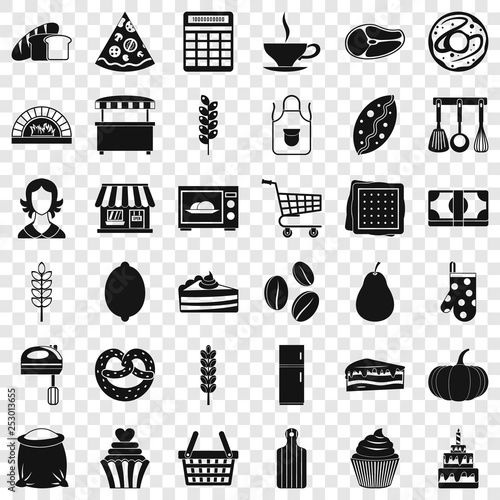 Kitchen icons set. Simple style of 36 kitchen vector icons for web for any design