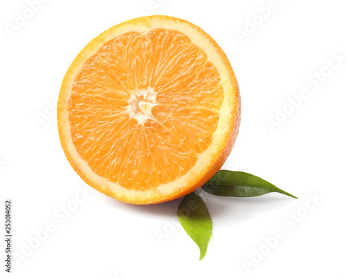 Tasty orange fruit on white background