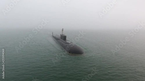 Gigantic russian navy Typhoon class atomic ballistic missile submarine floats photo
