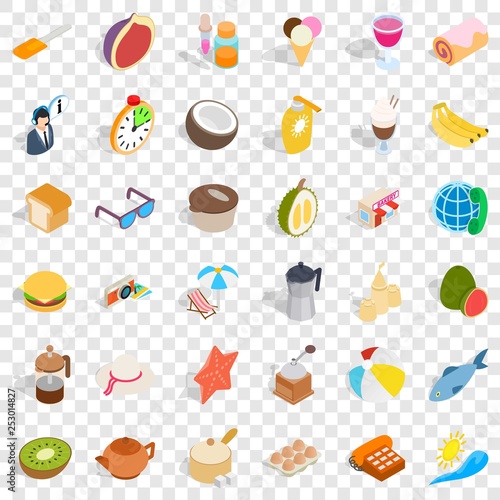 Bakery cooking icons set. Isometric style of 36 bakery cooking vector icons for web for any design