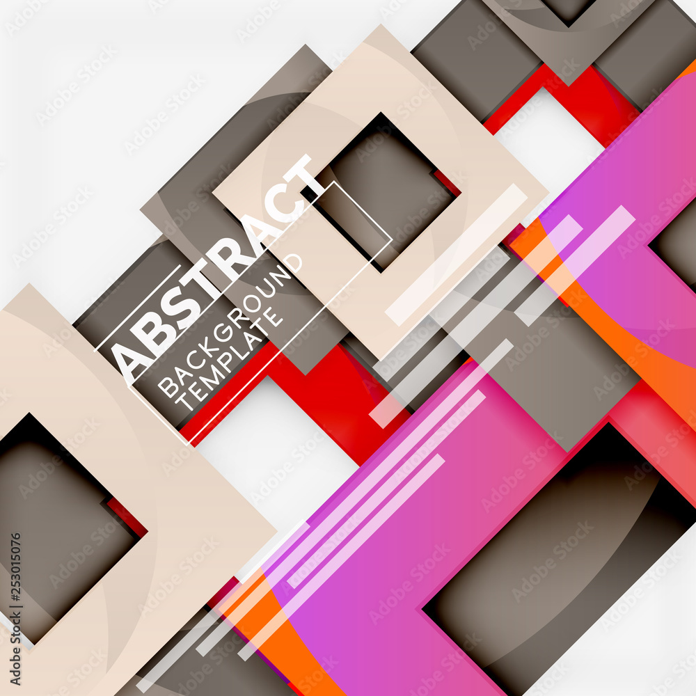 Obraz premium Color square composition with text. Geometric abstract background