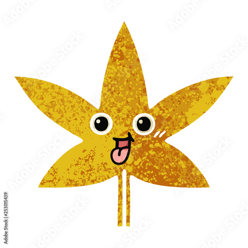 retro illustration style cartoon autumnal leaf