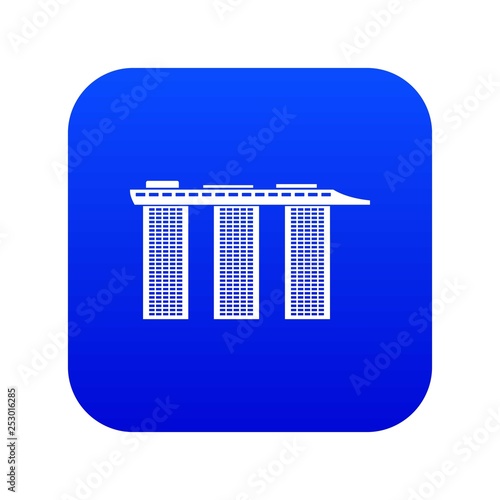 Marina Bay Sands Hotel, Singapore icon digital blue for any design isolated on white vector illustration