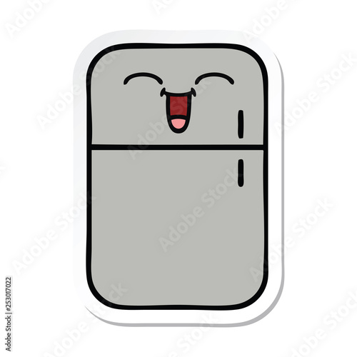 sticker of a cute cartoon fridge freezer