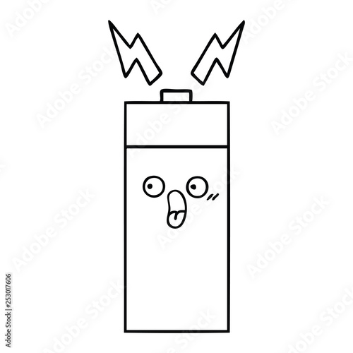 line drawing cartoon battery