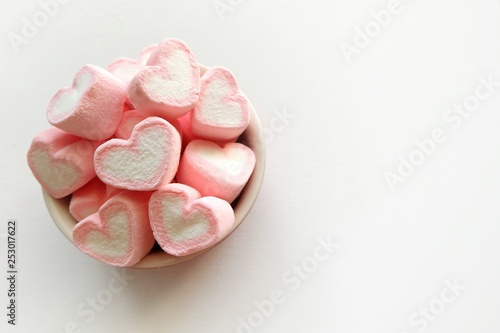 heart shaped candy on white background
