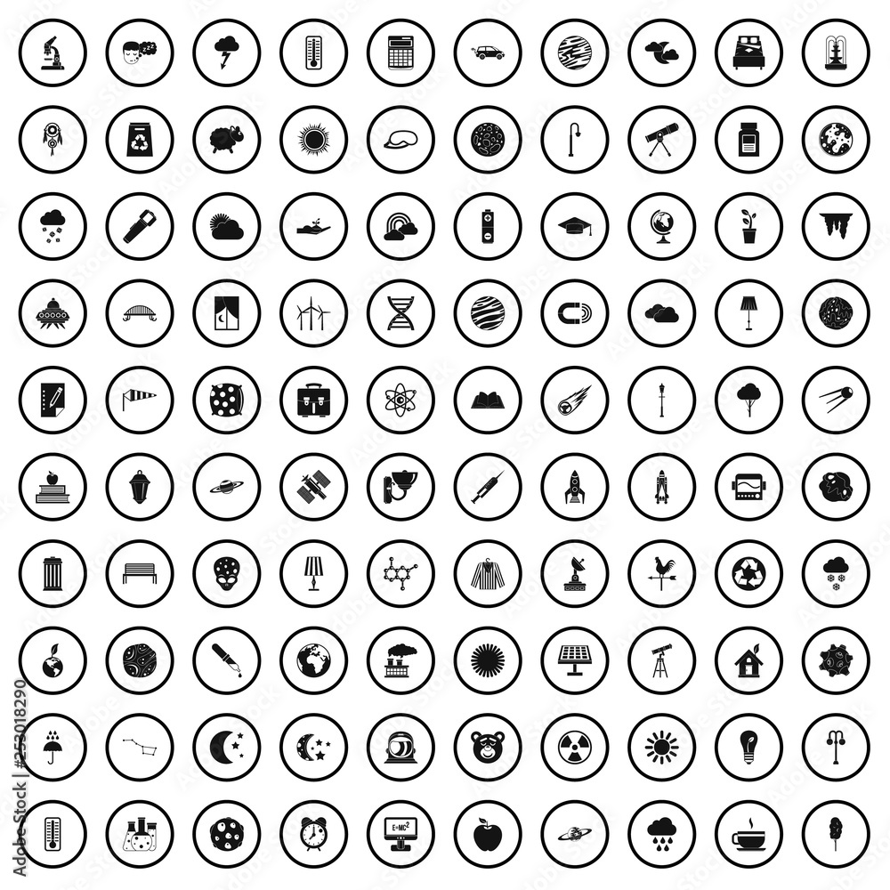 100 moon icons set in simple style for any design vector illustration
