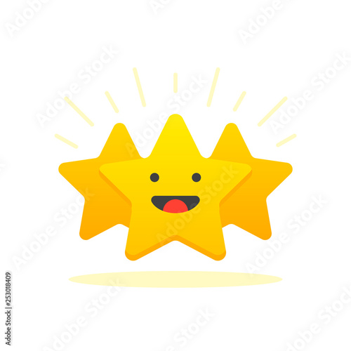 Iconic illustration of satisfaction level. Customer review give star. Positive feedback concept. Minimal flat design. Vector illustration.