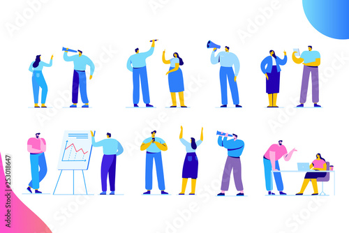 Flat Business People vector set. Team Work  Partnership  Leadership Concept. Vector characters in modern flat style isolated on white background.