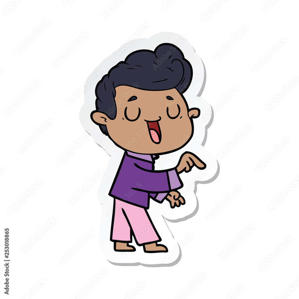 sticker of a happy cartoon man sticker of a happy cartoon man