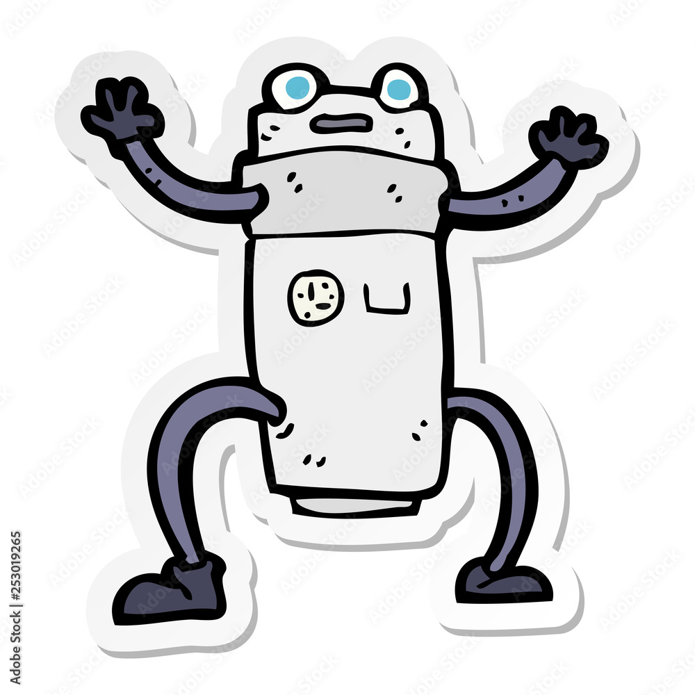 sticker of a cartoon robot sticker of a cartoon robot