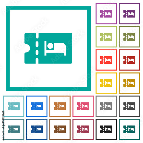 Accommodation discount coupon flat color icons with quadrant frames