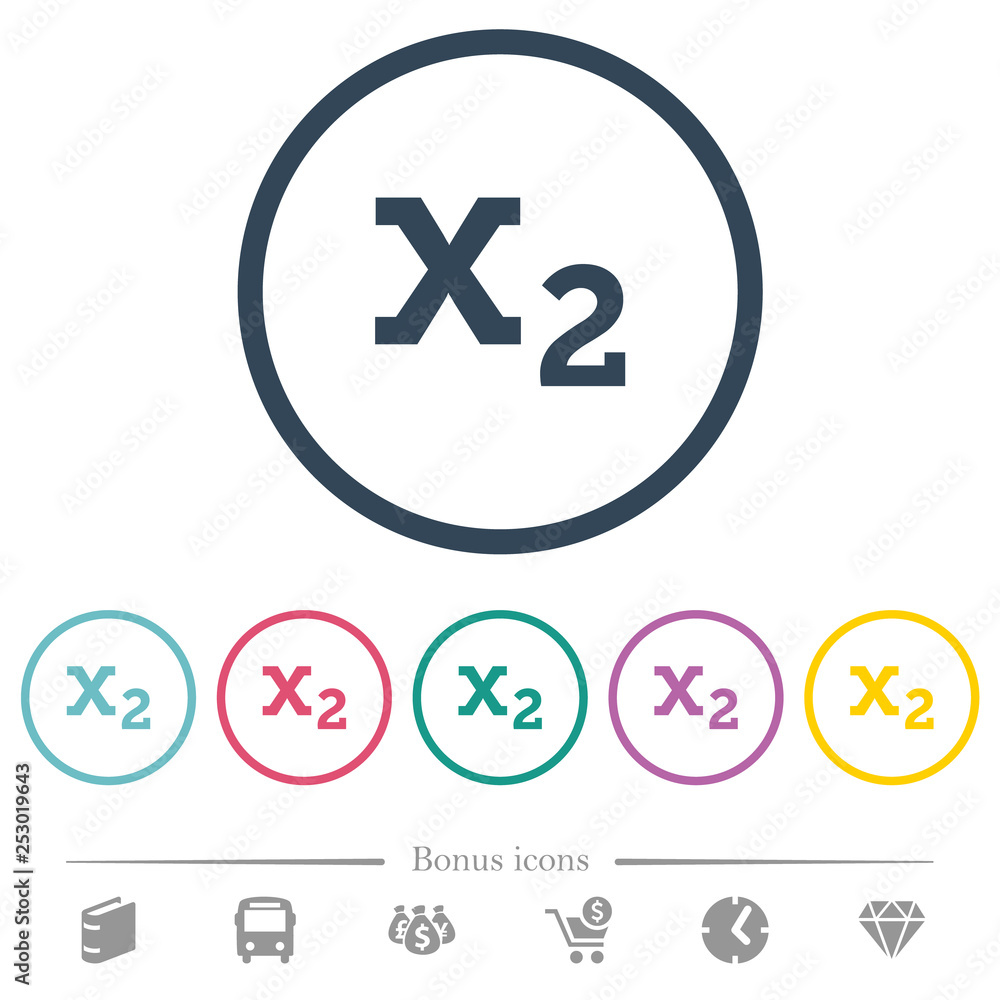Subscript flat color icons in round outlines