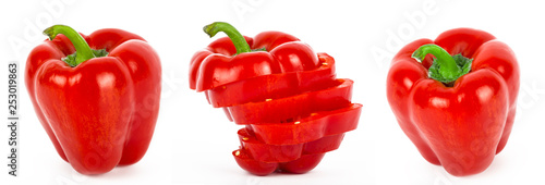 Paprika, on a white background, pepper, red, top, slices, vegetable, vegetarian, supermarket, restaurant, stew,