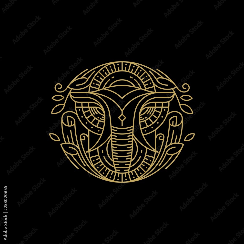 Line Art Elephant Design Concept illustration vector template Stock ...
