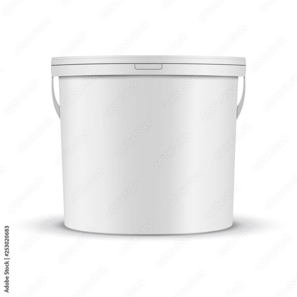 White Paint Bucket Mockup Stock Vector Adobe Stock