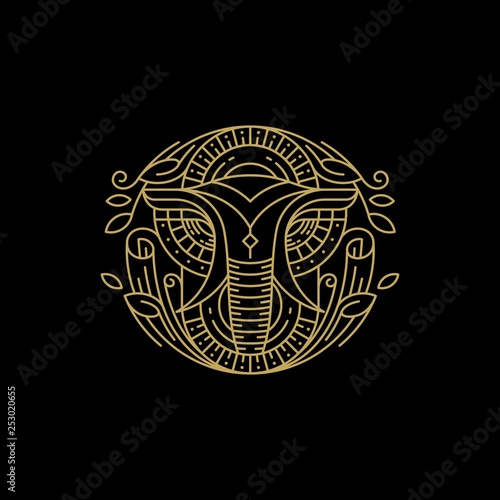Line Art Elephant Design Concept illustration vector template