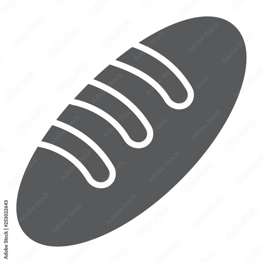 Bread glyph icon, food and bun, baguette sign, vector graphics, a solid pattern on a white background. Bread glyph icon, food and bun, baguette sign, vector graphics, a solid pattern on a white background.