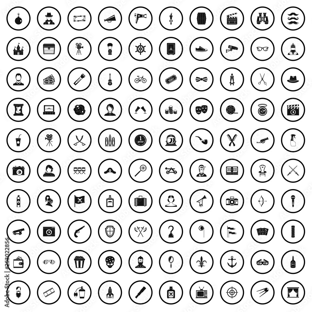 100 movie icons set in simple style for any design vector illustration 100 movie icons set in simple style for any design vector illustration
