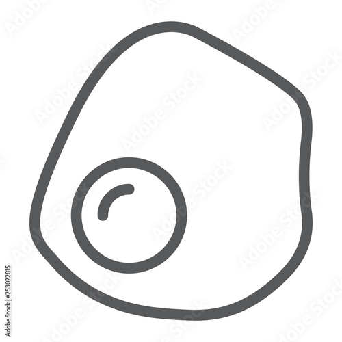 Fried egg line icon, food and breakfast, yolk sign, vector graphics, a linear pattern on a white background.
