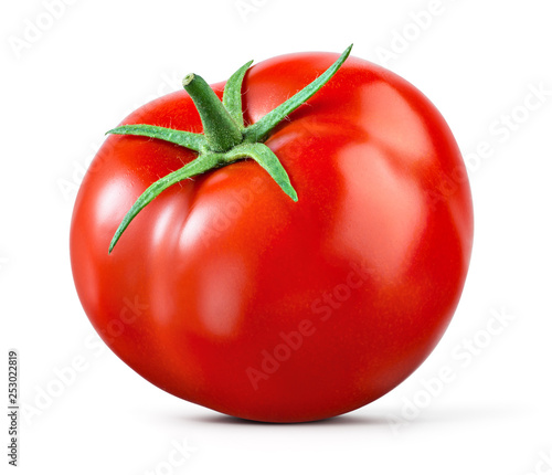 Tomato isolated. Tomato on white. With clipping path. Full depth of field.