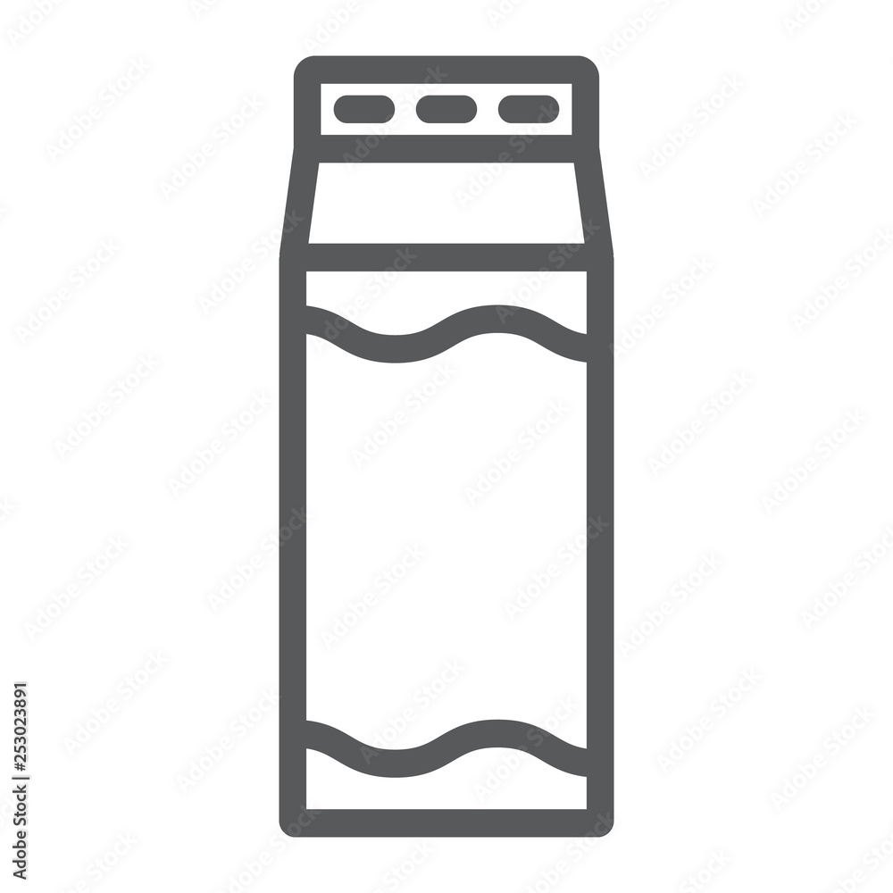 Milk line icon, food and drink, beverage sign, vector graphics, a linear pattern on a white background. Milk line icon, food and drink, beverage sign, vector graphics, a linear pattern on a white background.