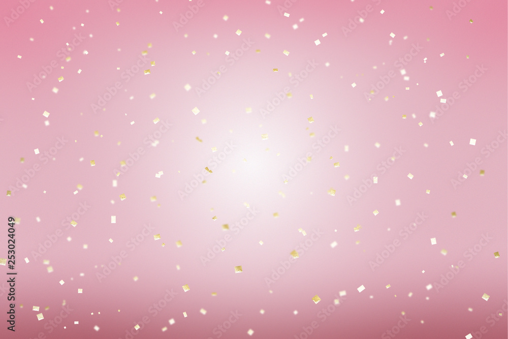Gold golden confetti pink background in modern style. Romantic wallpaper  decor. Happy birthday invitation poster background. Stock Photo | Adobe  Stock