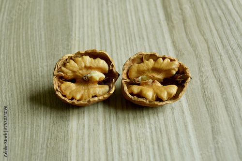 Walnuts on wood table