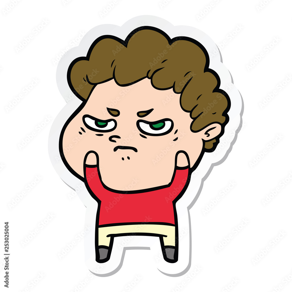 sticker of a cartoon angry man