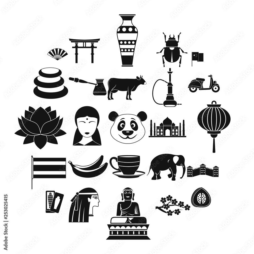 Mysteries of Asia icons set. Simple set of 25 mysteries of asia vector icons for web isolated on white background Mysteries of Asia icons set. Simple set of 25 mysteries of asia vector icons for web isolated on white background