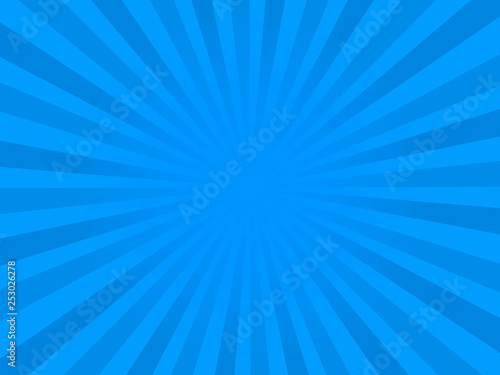 Retro comic rays blue background. Vector illustration in pop art retro style