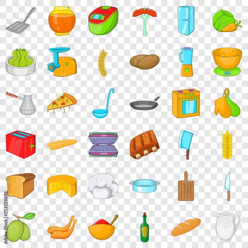 Chef icons set. Cartoon style of 36 chef vector icons for web for any design