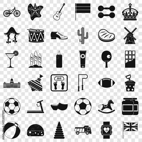Flsg icons set. Simple style of 36 flsg vector icons for web for any design