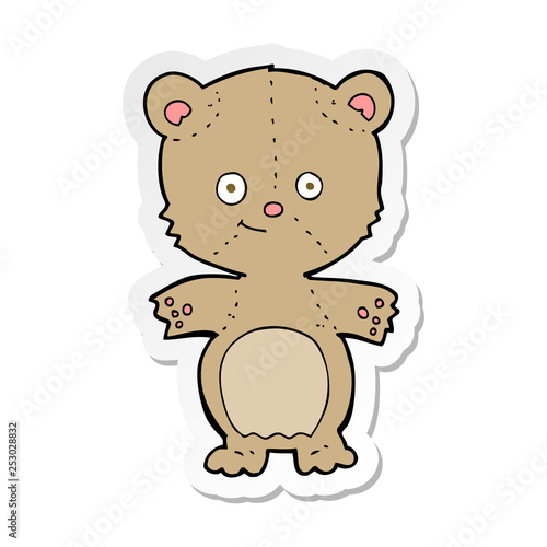sticker of a cartoon happy teddy bear