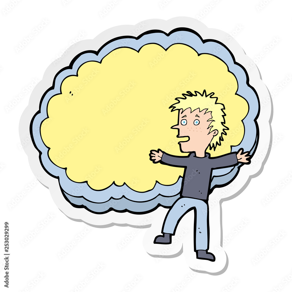 sticker of a cartoon man with text space cloud sticker of a cartoon man with text space cloud