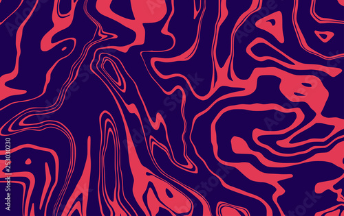Marble texture. Dynamic liquid pattern in red. Wavy lines. Vector marble background for your design project.