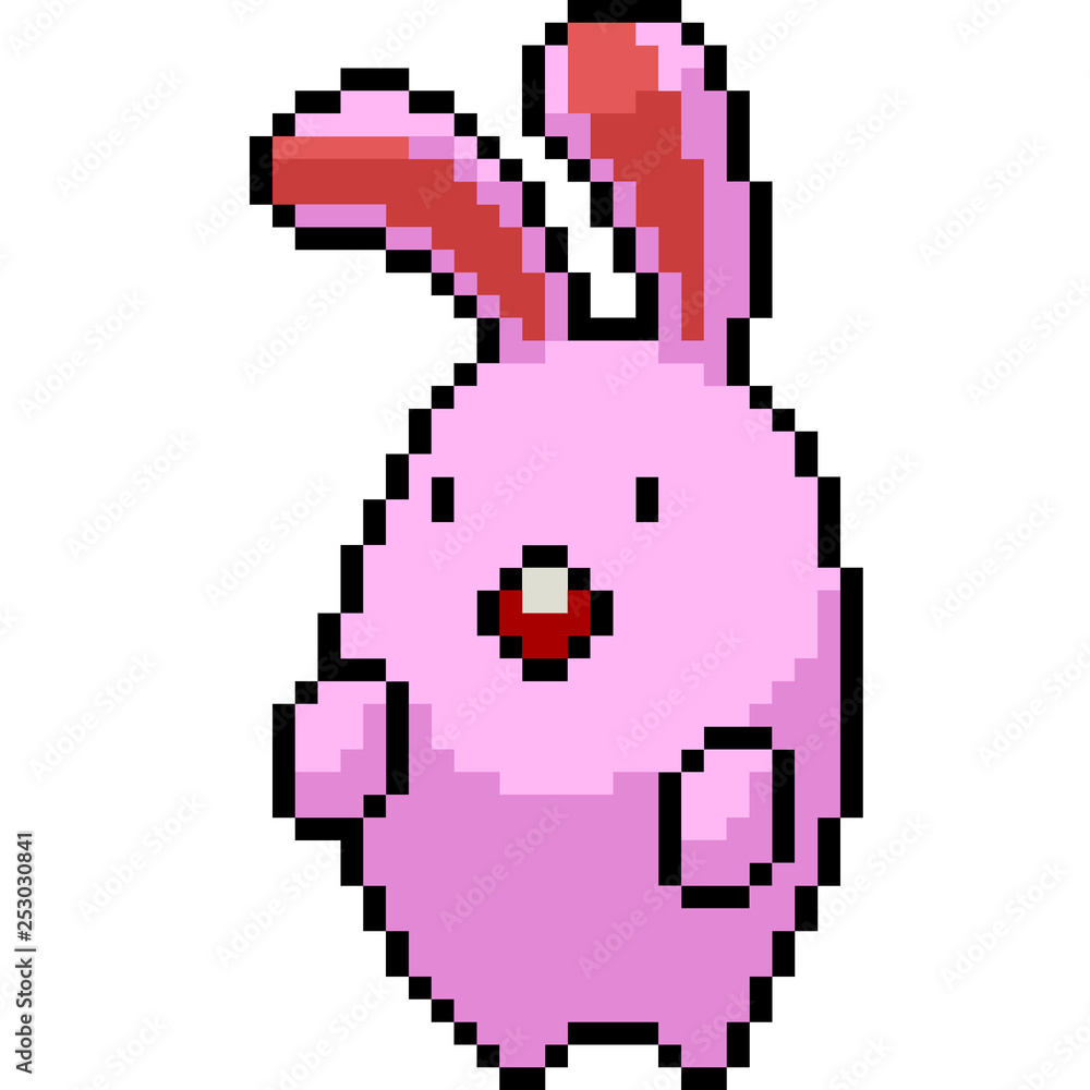 vector pixel art pink rabbit vector pixel art pink rabbit