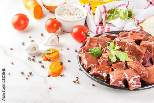 Sliced raw beef liver