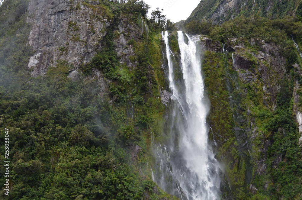 Bowen Falls Milford Sound close up Bowen Falls Milford Sound close up
