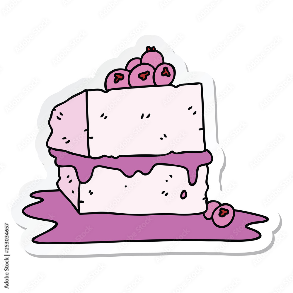 sticker of a quirky hand drawn cartoon cake sticker of a quirky hand drawn cartoon cake
