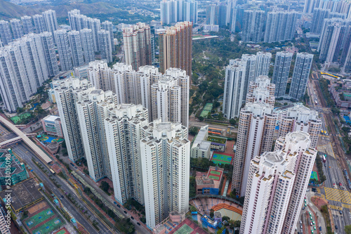 Residential district in Hong Kong city © leungchopan