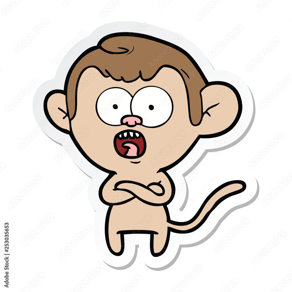 Fototapeta premium sticker of a cartoon shocked monkey