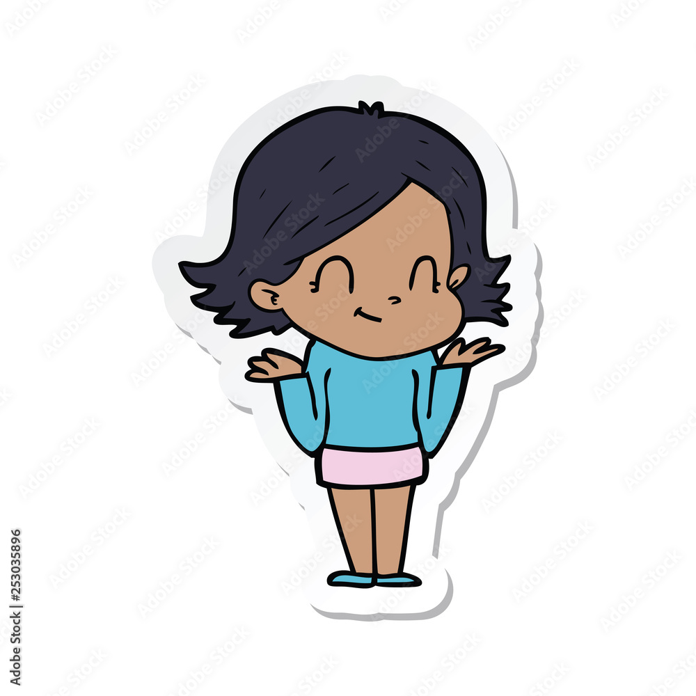 sticker of a cartoon friendly girl sticker of a cartoon friendly girl