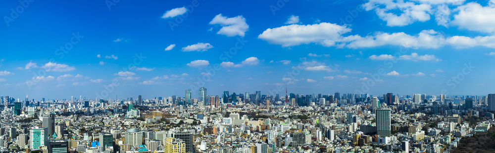 Obraz premium (東京都-風景パノラマ)新宿からお台場方面までの風景